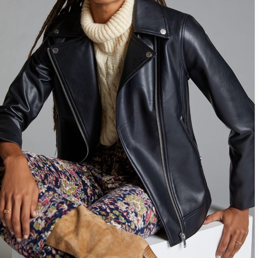 Anthropologie Relaxed Faux Leather Moto Jacket